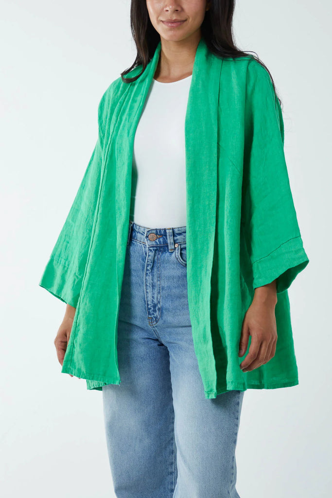 APPLE GREEN LINEN KIMONO JACKET