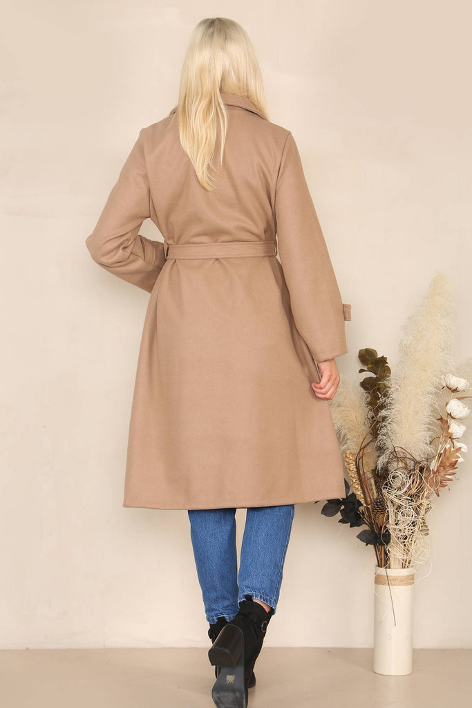 BEIGE SMART TRENCH COAT WITH POCKETS