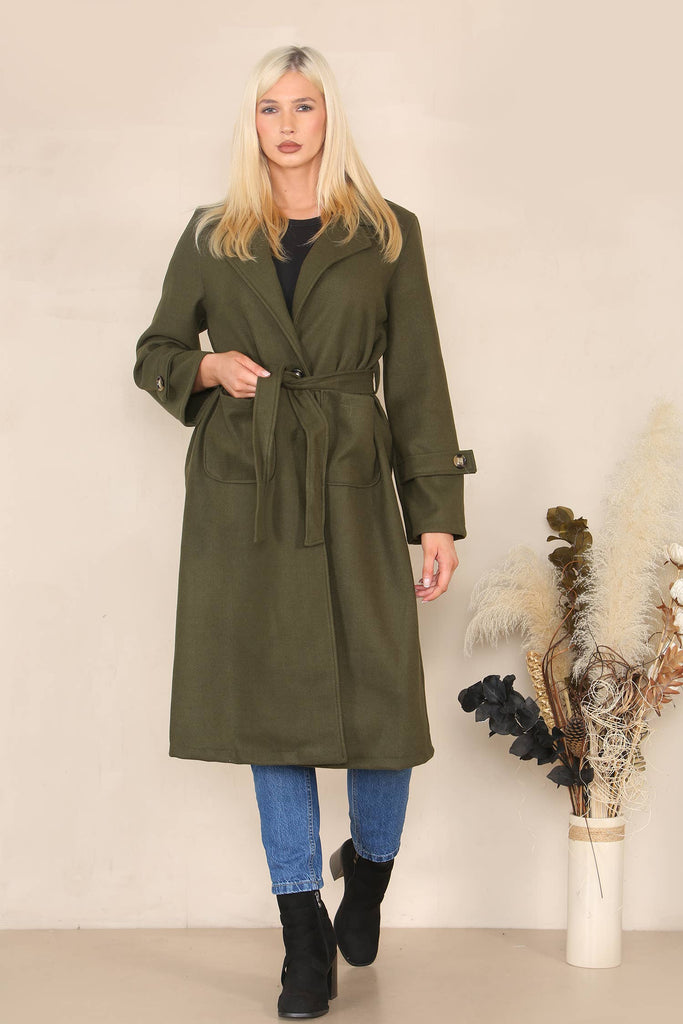 DARK CAMEL SMART TRENCH COAT WITH POCKETS