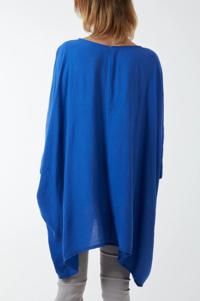 ROYAL BLUE OVERSIZED TOP WITH POCKETS