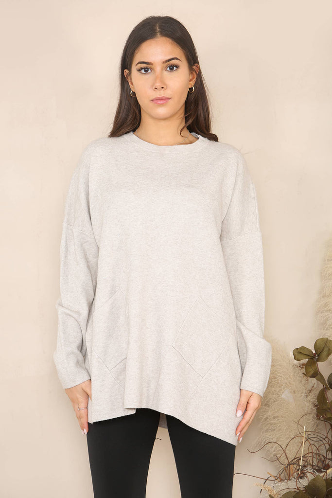 PLAIN WINTER TOP WITH POCKETS BEIGE