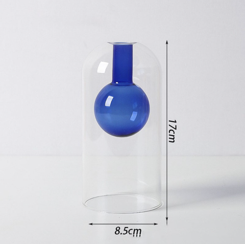 BLUE TERRARIUM HYDROPONIC COLOURED GLASS VASE
