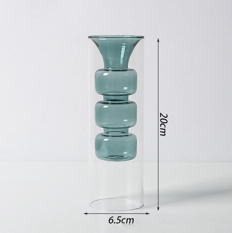 GREEN TERRARIUM HYDROPONIC COLORED GLASS VASE