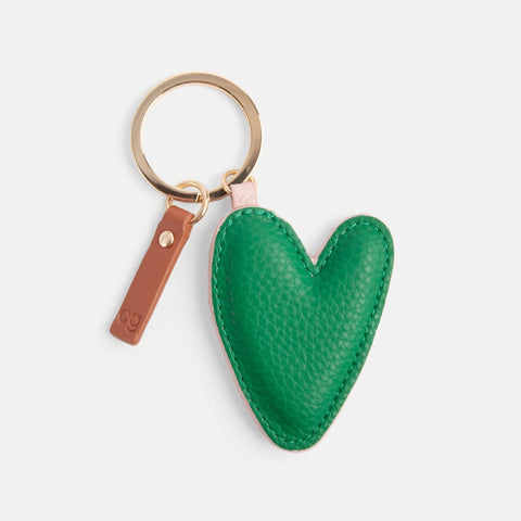 PINK & GREEN HEART KEYRING