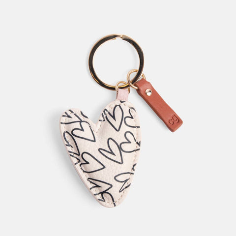 MONO OUTLINE HEART PRINTED KEYRING