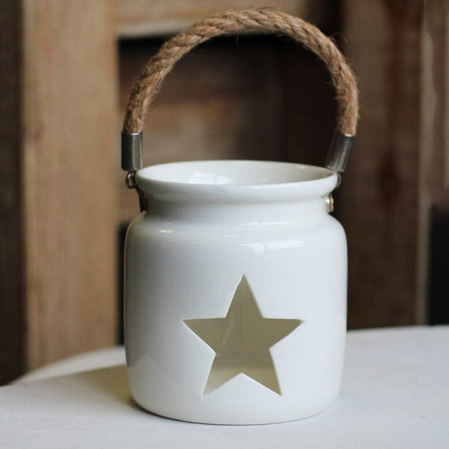 WHITE STAR CANDLE HOLDER