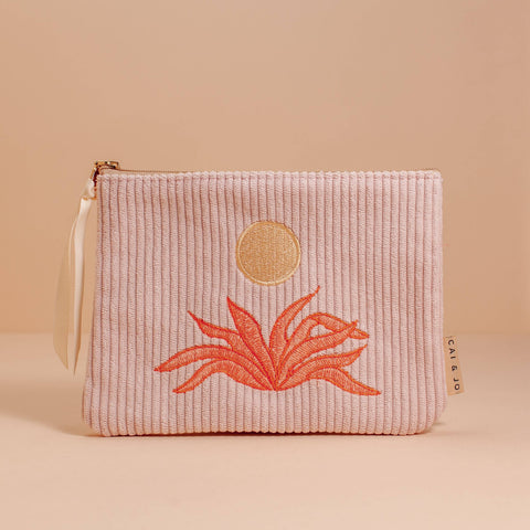 CAI & JO - CORDUROY POUCH IN PALE PINK