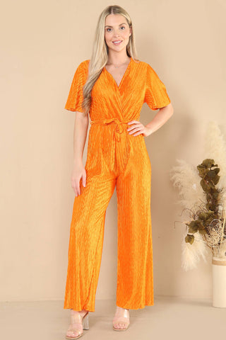 CRINKLE JUMPSUIT WITH WAIST TIE