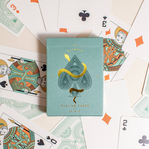 CAI & JO - THE OLYMPIA PLAYING CARDS IN SAGE GREEN