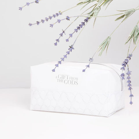 A GIFT FROM THE GODS GEO WHITE SQUARE COSMETIC BAG