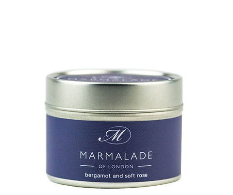 BERGAMOT AND SOFT ROSE TIN CANDLE BY MARMALADE