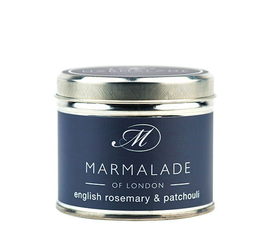 ENGLISH ROSEMARY AND PATCHOULI TIN CANDLE BY MARMALADE