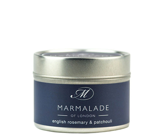 ENGLISH ROSEMARY AND PATCHOULI TIN CANDLE BY MARMALADE