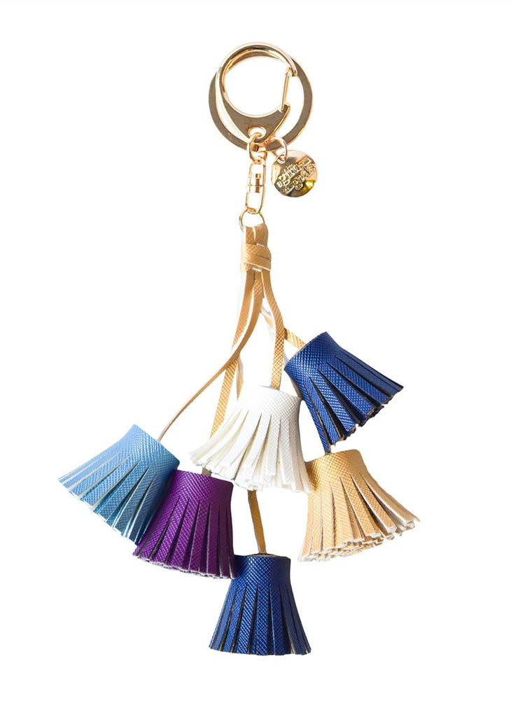 A GIFT FROM THE GODS GET YOUR GODDESS ON BLUE AND PURPLE TASSELS KEYRING