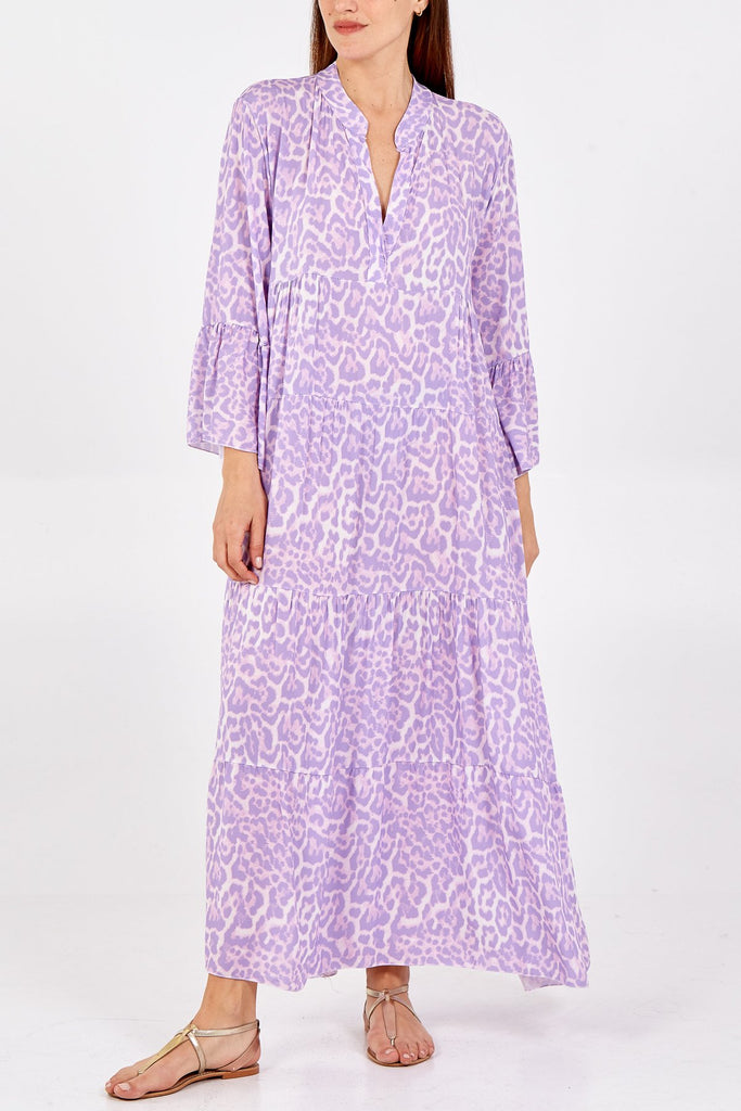 LILAC LEOPARD PRINT MAXI DRESS