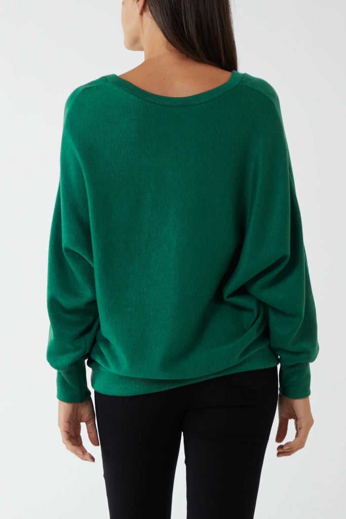 JADE V-NECK RIBBED COLLAR SOFT TOUCH KNITTED JUMPER