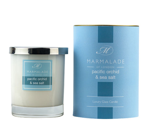 PACIFIC ORCHID AND SEA SALT LARGE GLASS CANDLE BY MARMALADE