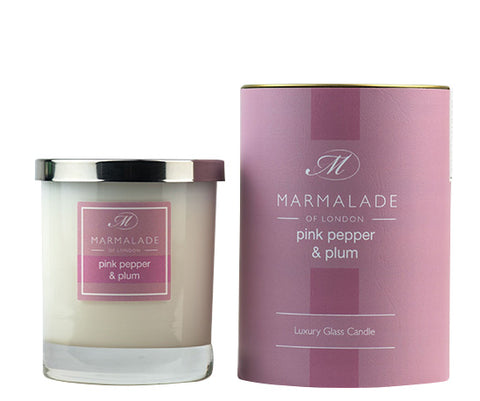 PINK PEPPER AND PLUM LARGE GLASS CANDLE BY MARMALADE