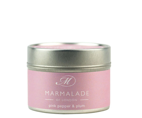 PINK PEPPER AND PLUM TIN CANDLE BY MARMALADE