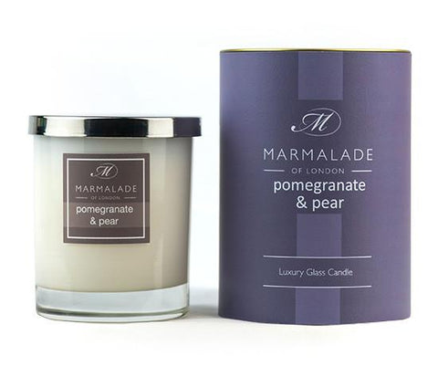 POMEGRANATE AND PEAR LARGE GLASS CANDLE BY MARMALADE