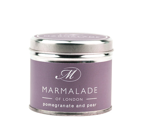 POMEGRANATE AND PEAR TIN CANDLE BY MARMALADE