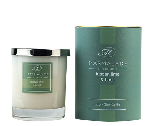 TUSCAN LIME AND BASIL LARGE GLASS CANDLE BY MARMALADE