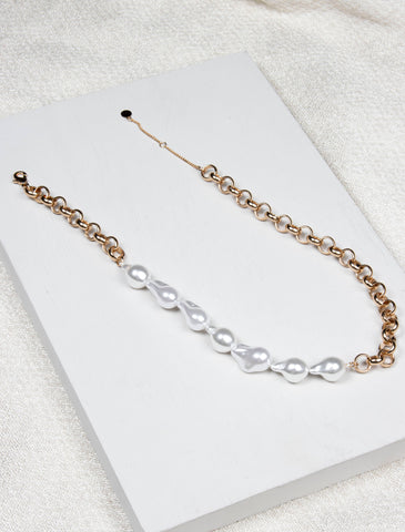 Sadie Chunky Pearl Necklace - Gold
