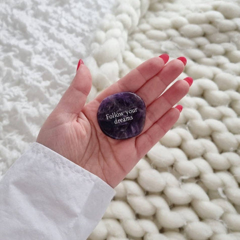 TWO LIBRAS - FOLLOW YOUR DREAMS - AMETHYST SENTIMENT STONE