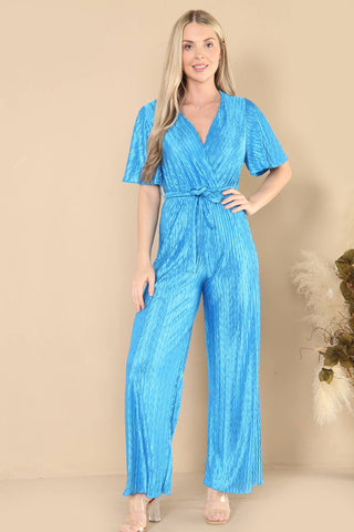 CRINKLE JUMPSUIT WITH WAIST TIE