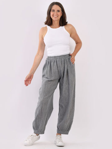 CHARCOAL SLOUCH LINEN TROUSERS