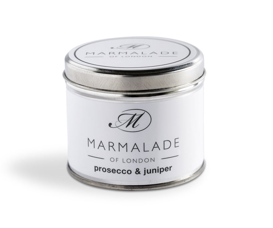 PROSECCO AND JUNIPER TIN CANDLE BY MARMALADE