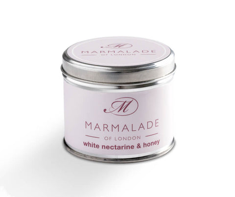 WHITE NECTARINE AND HONEY TIN CANDLE BY MARMALADE